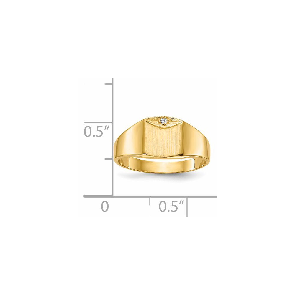 14K Yellow Gold 8.0X7.0mm Closed Back Aaa Diamond Signet Ring