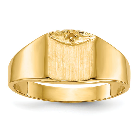 10K Yellow Gold Polished Closed Back 8.0X7.0mm Diamond Signet Ring Mounting