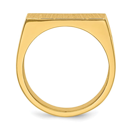 14K Yellow Gold 10.5x18.0mm Closed Back Men's Signet Ring