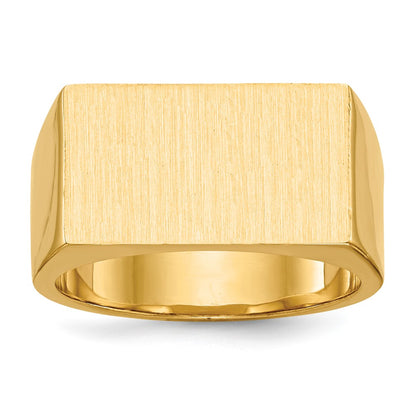 14K White 18.0x10.5mm Closed Back Mens Signet Ring