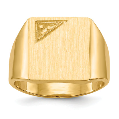 14K Yellow Gold 14.0X13.0mm Closed Back Diamond Men'S Signet Ring Mounting