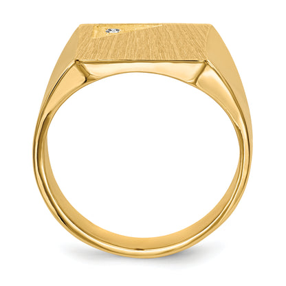 14K Yellow Gold 14.0X13.0mm Closed Back Aa Diamond Men'S Signet Ring