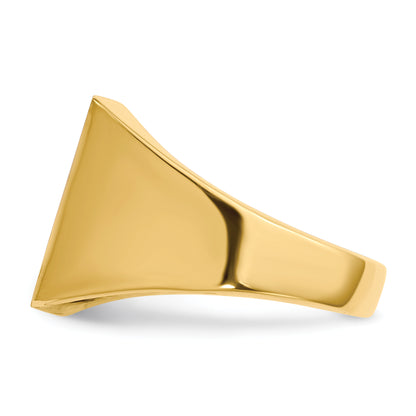 14K Yellow Gold 14.0X13.0mm Closed Back Aaa Diamond Men'S Signet Ring