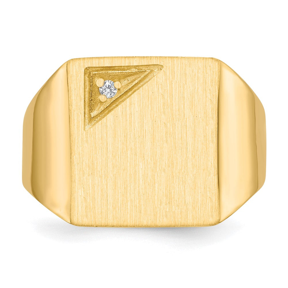 14K Yellow Gold 14.0X13.0mm Closed Back Aaa Diamond Men'S Signet Ring