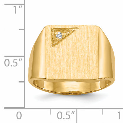 14K Yellow Gold 14.0X13.0mm Closed Back Aa Diamond Men'S Signet Ring