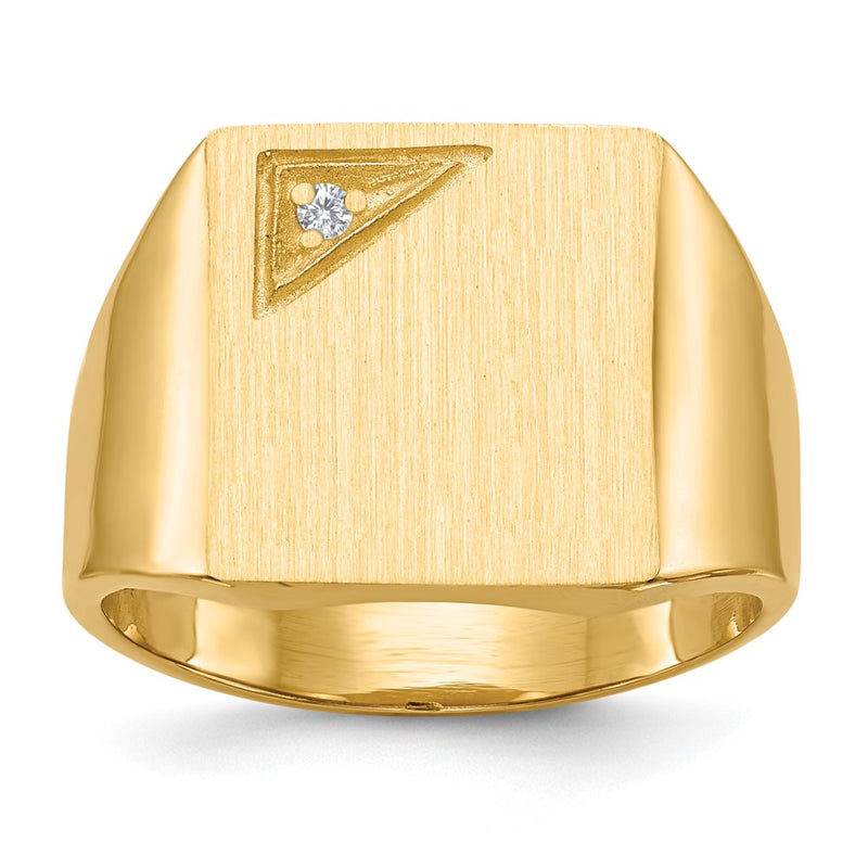 14K Yellow Gold 14.0X13.0mm Closed Back Vs Diamond Men'S Signet Ring