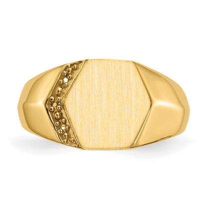 14K Yellow Gold 11.5X11.5mm Open Back Diamond Men'S Signet Ring Mounting