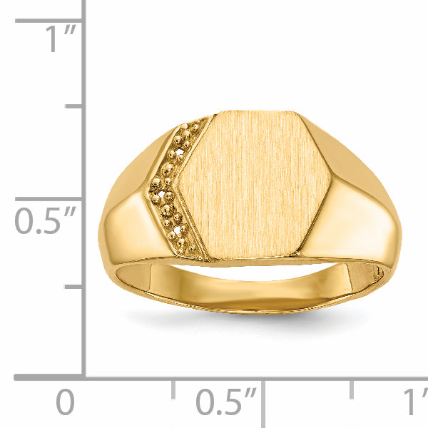 14K Yellow Gold 11.5X11.5mm Open Back Diamond Men'S Signet Ring Mounting