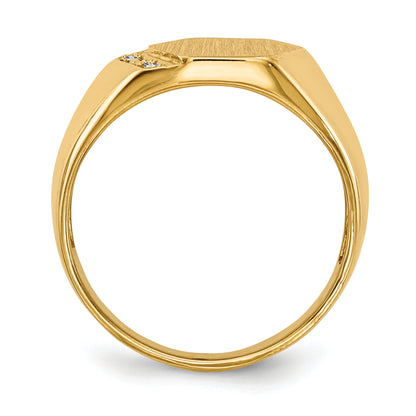 14K Yellow Gold 11.5X11.5mm Open Back Vs Diamond Men'S Signet Ring