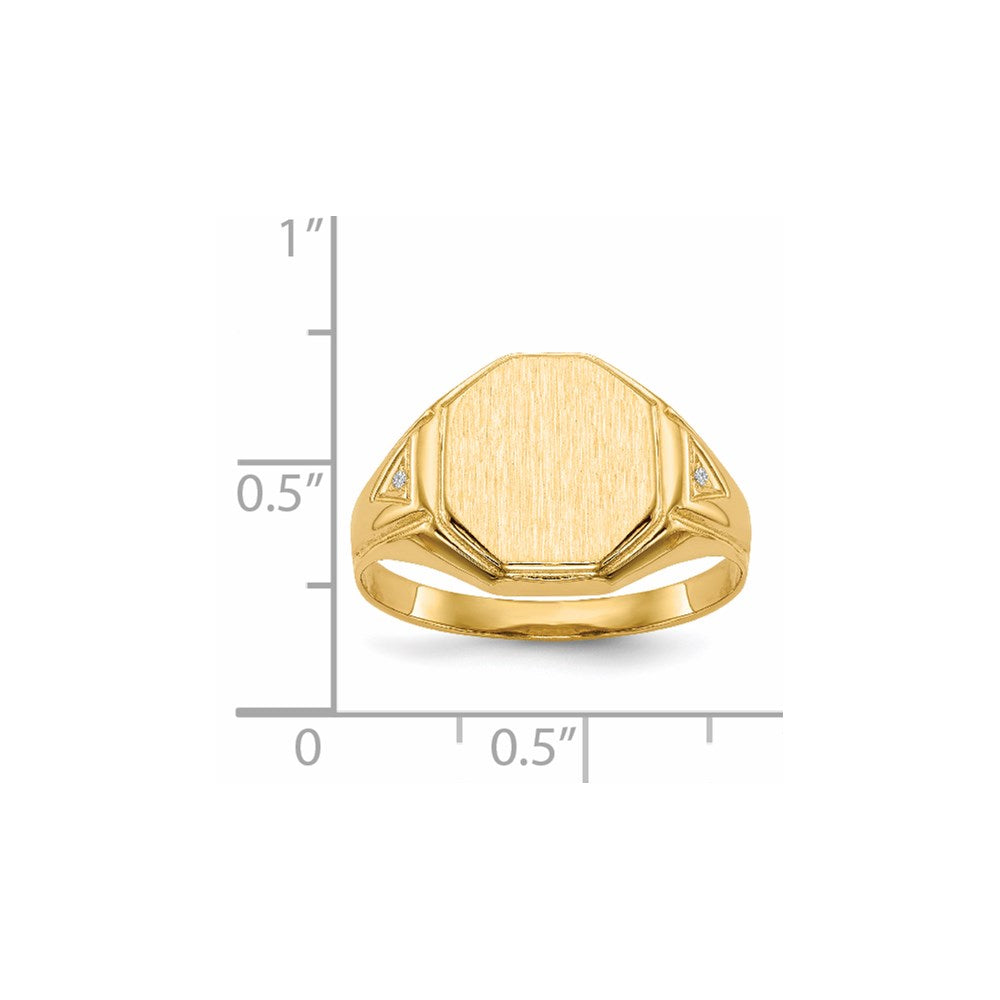 14K Yellow Gold 12.5X11.5mm Open Back Vs Diamond Men'S Signet Ring