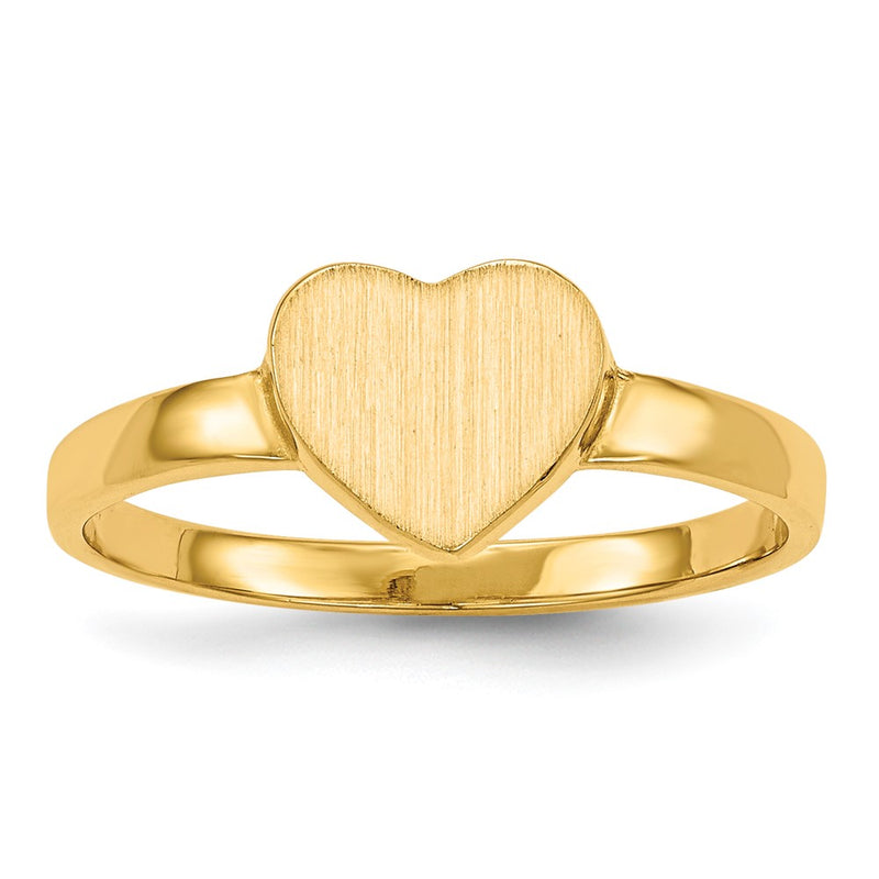 10K Yellow Gold 10Ky 6.5X7.5mm Open Back Heart Signet Ring