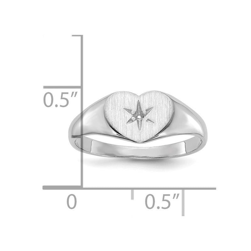 14K White Gold .01Ct. Diamond 7.0X10.0mm Open Back Heart Ring Mounting