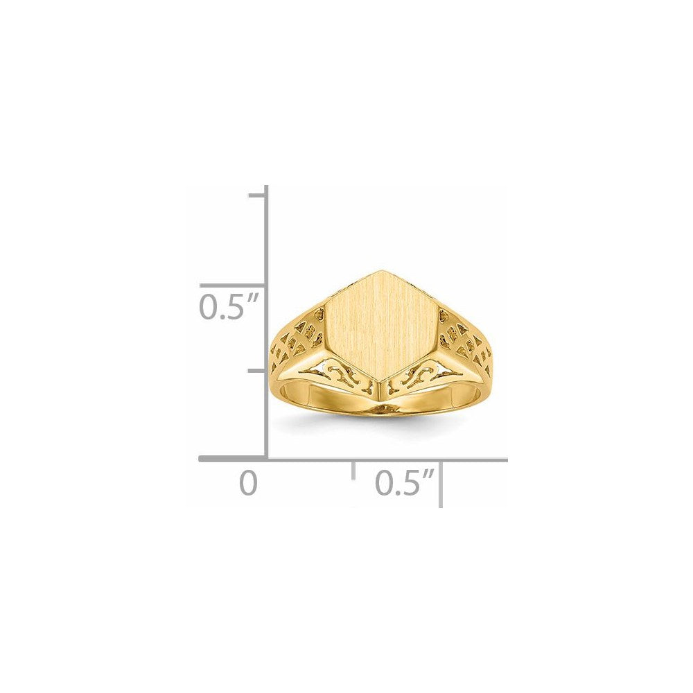 14K Yellow Gold 9.5x8.5mm Open Back Signet Ring