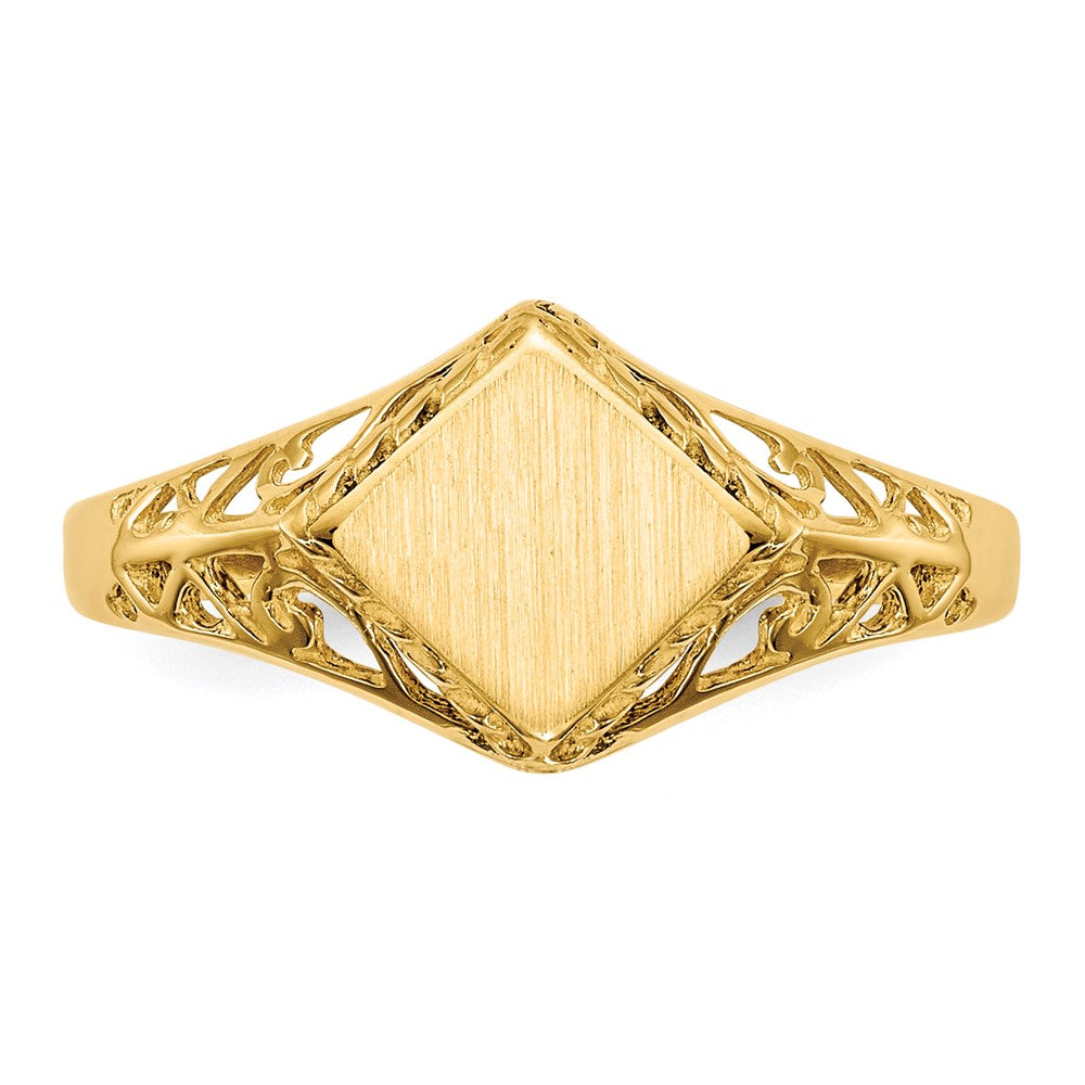 14K Yellow Gold 8.0x8.5mm Open Back Signet Ring