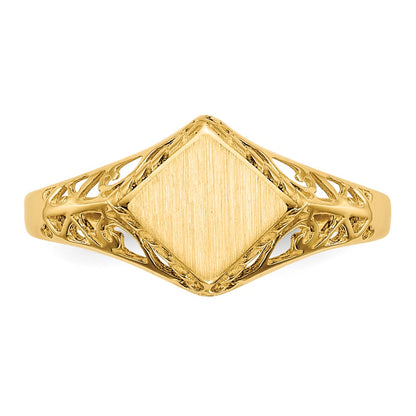 14K Yellow Gold 8.0x8.5mm Open Back Signet Ring
