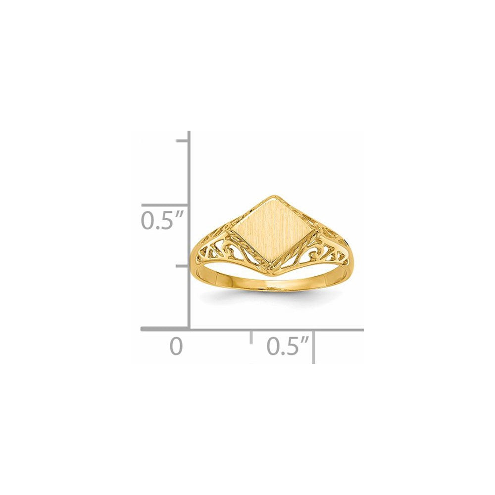 14K Yellow Gold 8.0x8.5mm Open Back Signet Ring