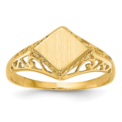 14K Yellow Gold 8.0x8.5mm Open Back Signet Ring