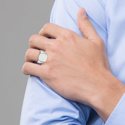 10K White Gold 14.5X13.5mm Open Back Men'S Signet Ring