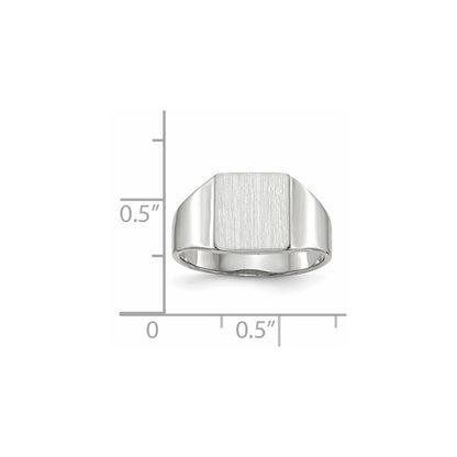 14k White Gold 9.5x8.5mm Closed Back Signet Ring