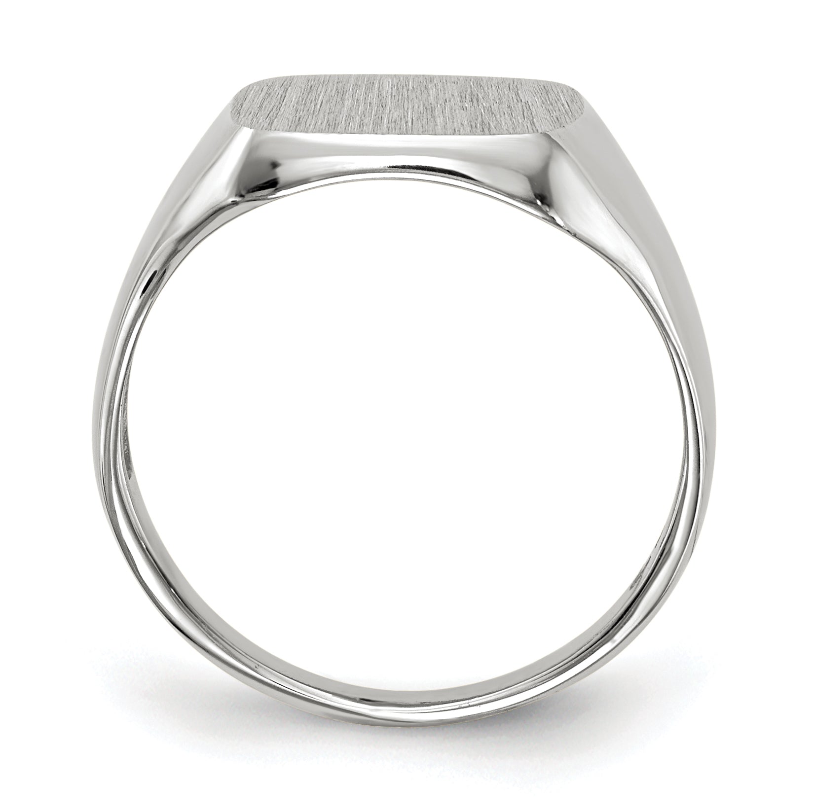 14K White Gold 11.0x10.5mm Closed Back Men's Signet Ring