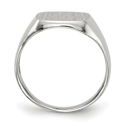 14K White Gold 11.0x10.5mm Closed Back Men's Signet Ring