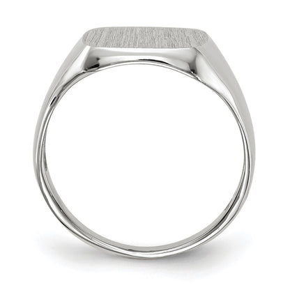 14K White Gold 11.0x10.5mm Closed Back Men's Signet Ring