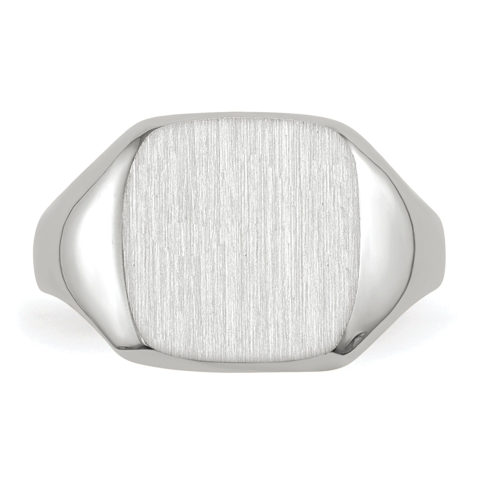 14K White Gold 11.0x10.5mm Closed Back Men's Signet Ring