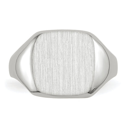 14K White Gold 11.0x10.5mm Closed Back Men's Signet Ring