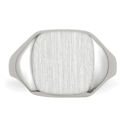 14K White Gold 11.0x10.5mm Closed Back Men's Signet Ring