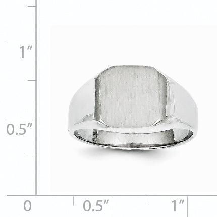 14K White Gold 11.0x10.5mm Closed Back Men's Signet Ring