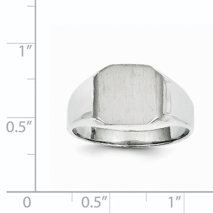 14K White Gold 11.0x10.5mm Closed Back Men's Signet Ring