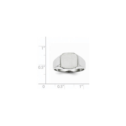 14k White Gold 11.0x11.0mm Open Back Men's Signet Ring