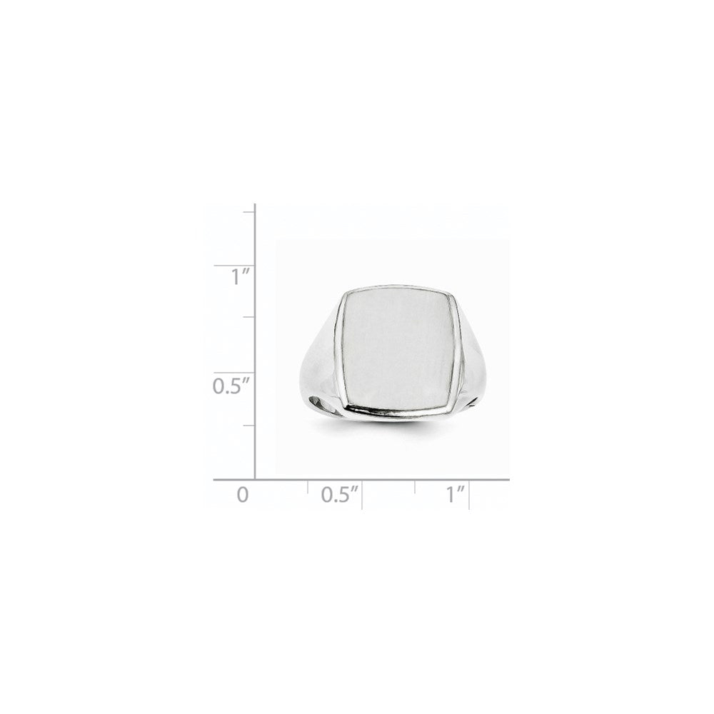 14k White Gold 15.0x13.0mm Closed Back Men's Signet Ring