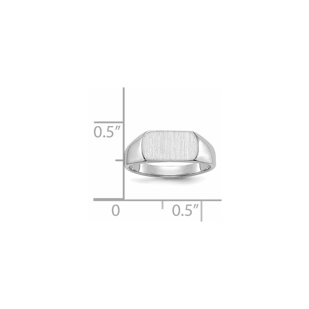 14k White Gold Signet Ring 10mmx6mm Open Back