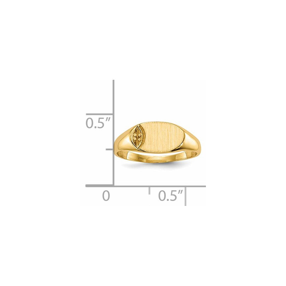 14K Yellow Gold Child'S .005Ct. Diamond 10X6mm Closed Back Signet Ring Mounting