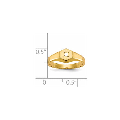 14K Yellow Gold A Real Diamond signet ring