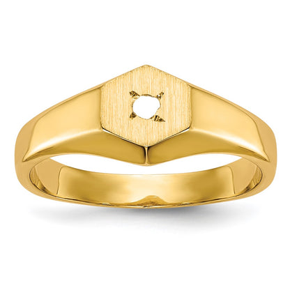 14K Yellow Gold Childs .02Ct. Diamond Signet Ring Mounting