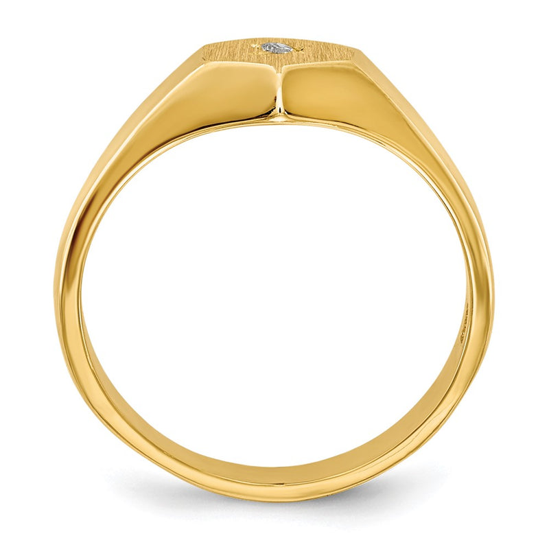 14k Yellow Gold Child's AAA Diamond Open Back Signet Ring