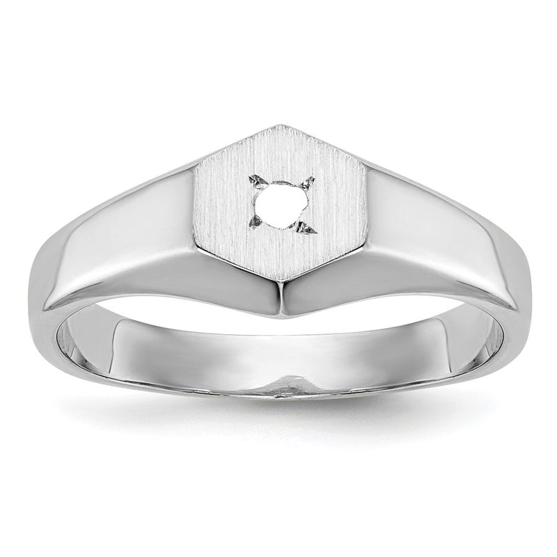 14K White Gold 14Kw Childs .02Ct. Diamond 6X5mm Ring Mounting
