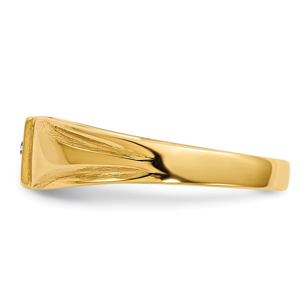 14K Yellow Gold Child's AA Real Diamond Signet Ring