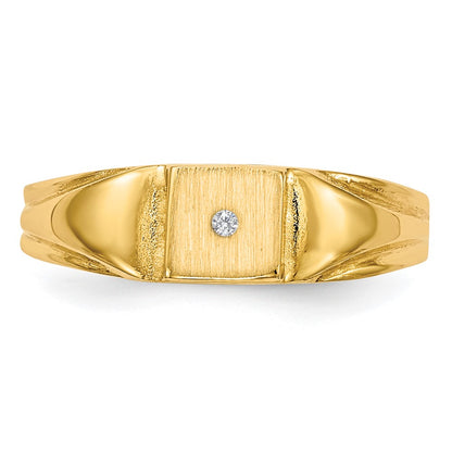 14K Yellow Gold Child's AA Real Diamond Signet Ring
