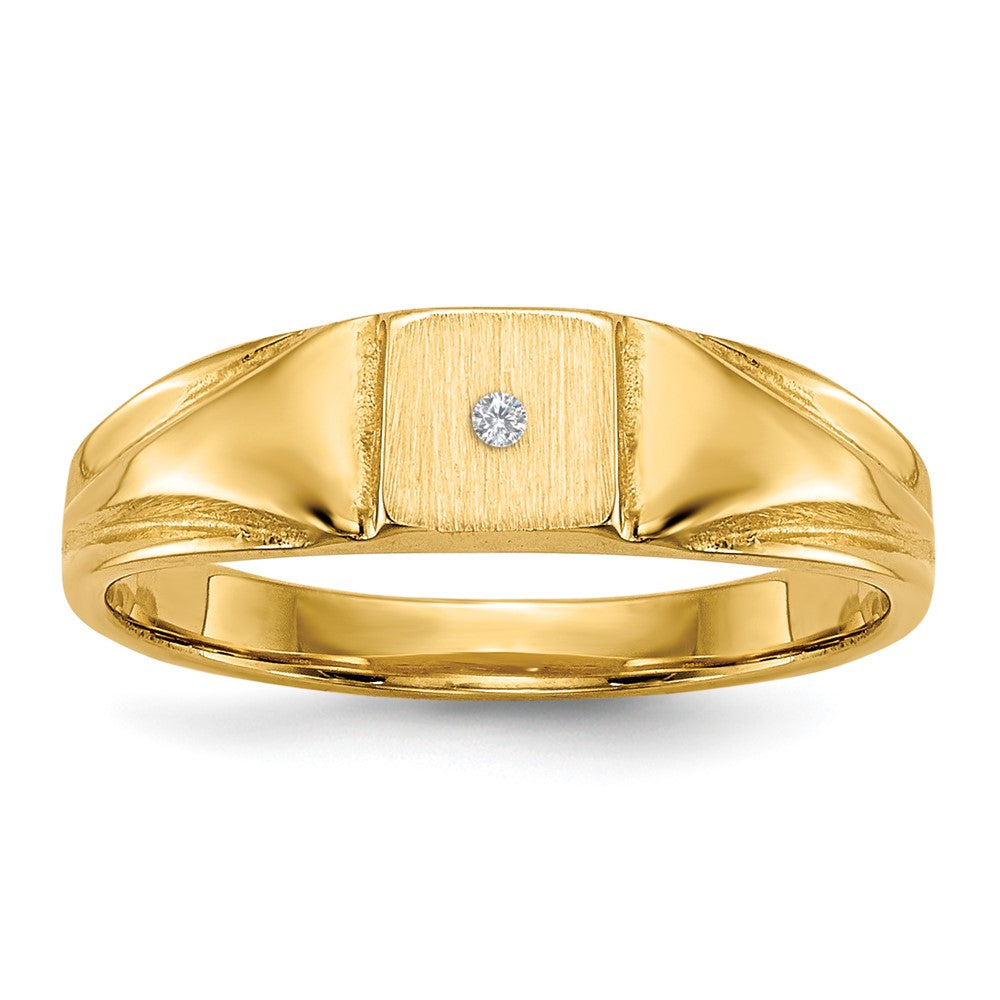 14K Yellow Gold Child's AA Real Diamond Signet Ring