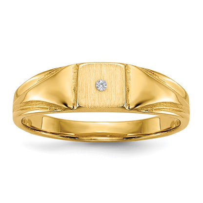 14K Yellow Gold Child's AA Real Diamond Signet Ring