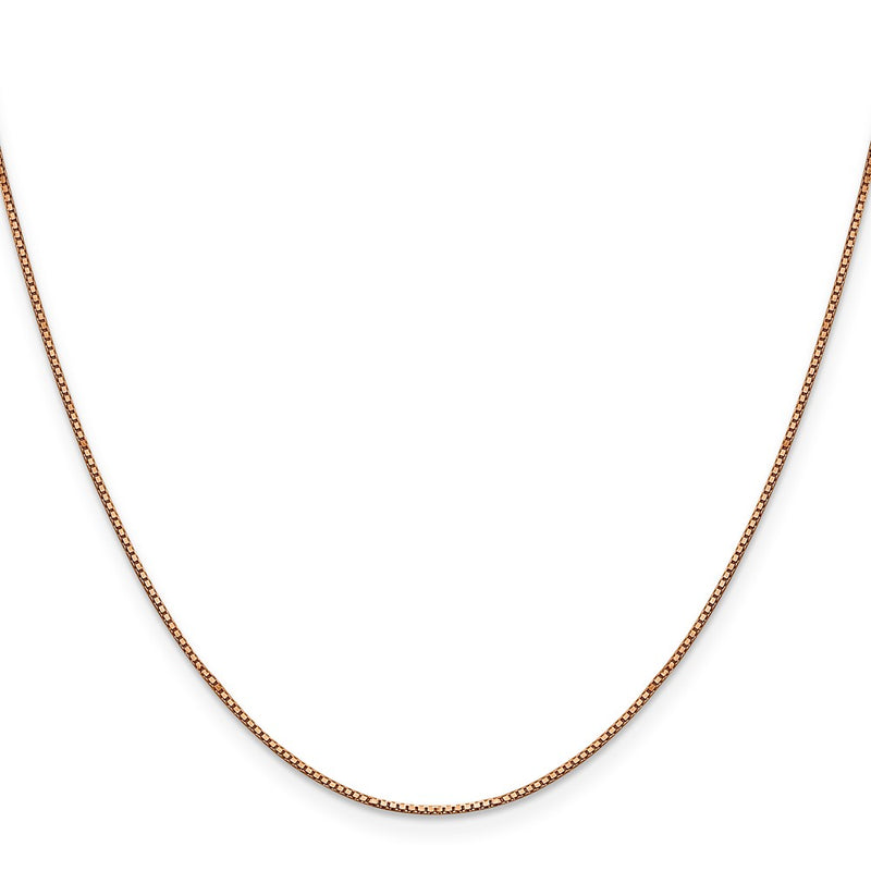 14K Rose Gold 22 Inch .9mm Box Link With Lobster Clasp Chain Necklace