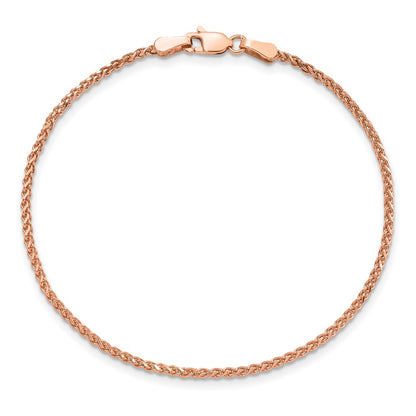 14K Rose Gold 1.7mm Diamond-Cut Spiga With Lobster Clasp Chain Bracelet