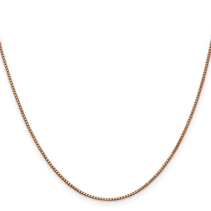 14K Rose Gold 30 Inch 1mm Box Link With Lobster Clasp Chain Necklace