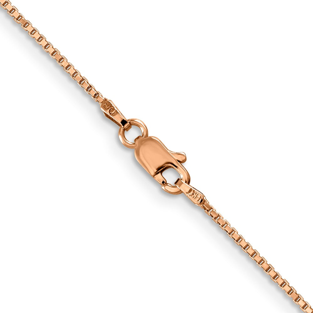 14K Rose Gold 30 Inch 1mm Box Link With Lobster Clasp Chain Necklace