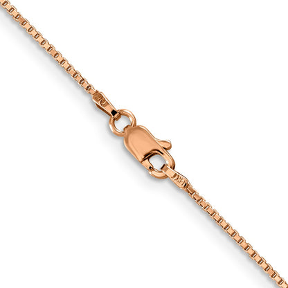 14K Rose Gold 30 Inch 1mm Box Link With Lobster Clasp Chain Necklace
