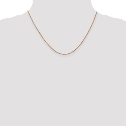14K Rose Gold 1mm Box Link With Lobster Clasp Chain Necklace