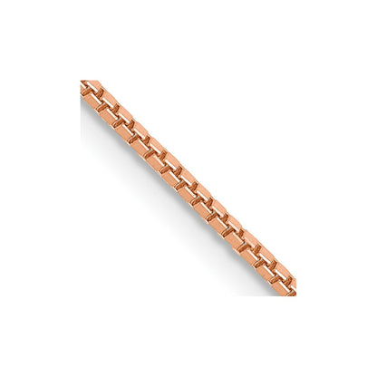 14K Rose Gold 30 Inch 1mm Box Link With Lobster Clasp Chain Necklace